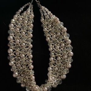 Elegant Silver Pearl and Crystal Necklace